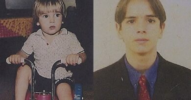 Lucas Terra ainda criança à esquerda e já adolescente à direita